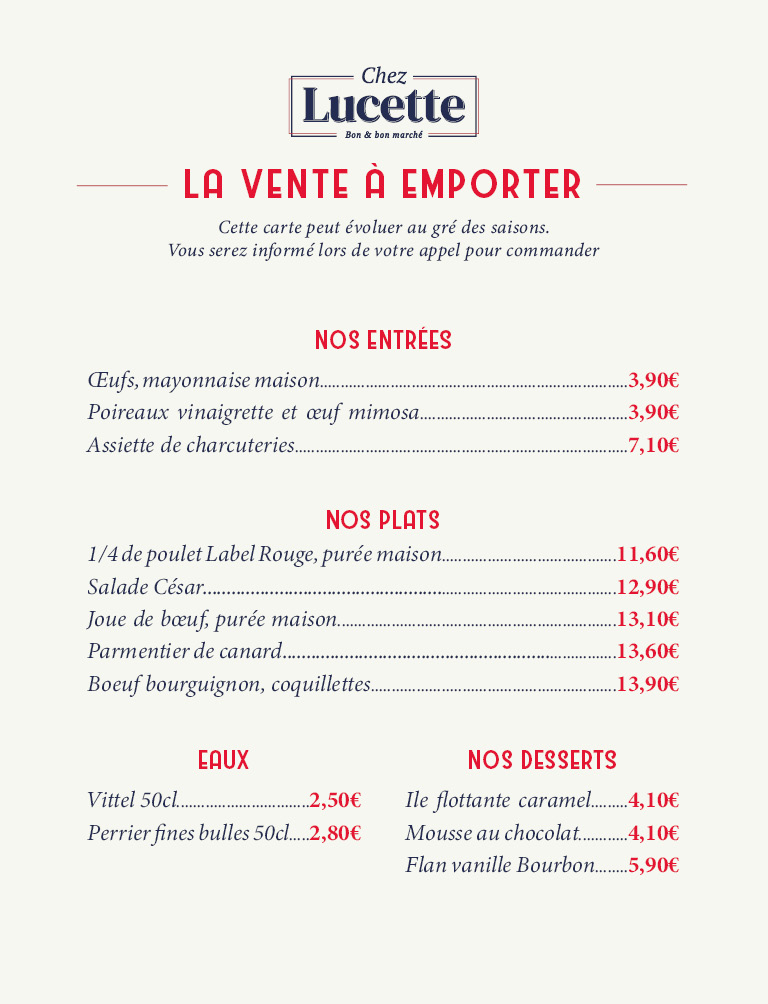 Carte a emporter - Chez Lucette Blois - fevrier 2026 Carte a emporter - Chez Lucette Blois - fevrier 2026